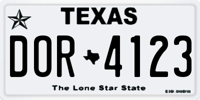 TX license plate DOR4123
