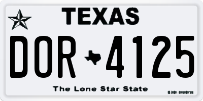 TX license plate DOR4125
