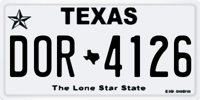 TX license plate DOR4126