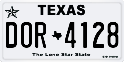 TX license plate DOR4128