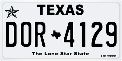 TX license plate DOR4129