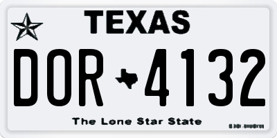 TX license plate DOR4132