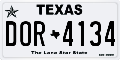 TX license plate DOR4134