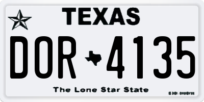 TX license plate DOR4135