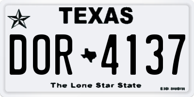 TX license plate DOR4137