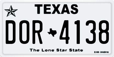 TX license plate DOR4138
