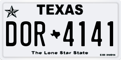 TX license plate DOR4141