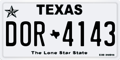 TX license plate DOR4143