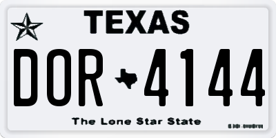 TX license plate DOR4144