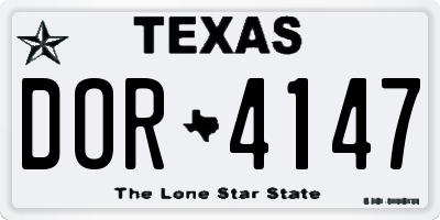 TX license plate DOR4147