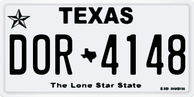 TX license plate DOR4148