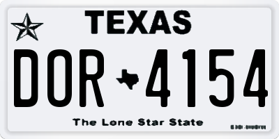 TX license plate DOR4154