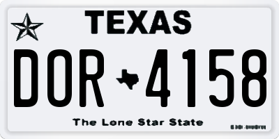 TX license plate DOR4158