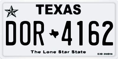 TX license plate DOR4162