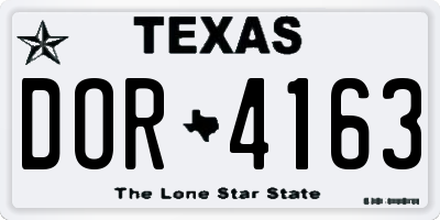 TX license plate DOR4163