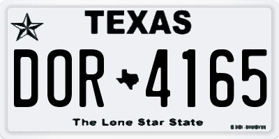 TX license plate DOR4165