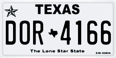 TX license plate DOR4166