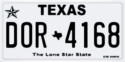 TX license plate DOR4168