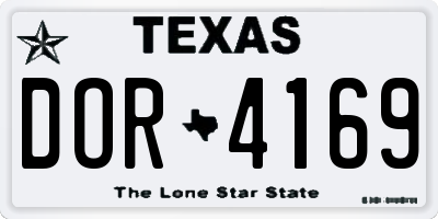 TX license plate DOR4169