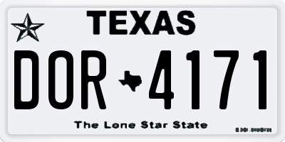 TX license plate DOR4171