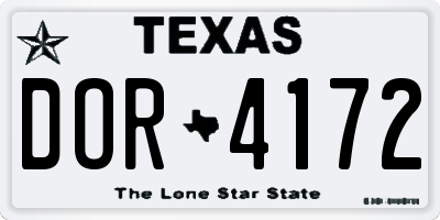 TX license plate DOR4172