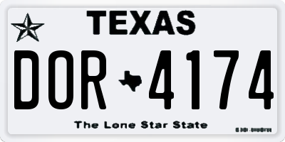 TX license plate DOR4174