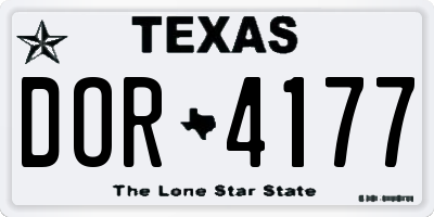 TX license plate DOR4177