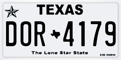 TX license plate DOR4179