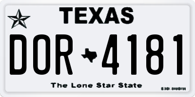 TX license plate DOR4181