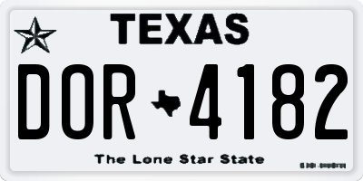 TX license plate DOR4182