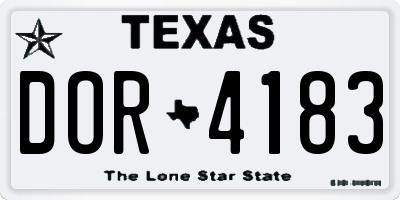 TX license plate DOR4183