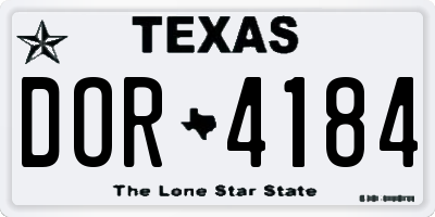 TX license plate DOR4184