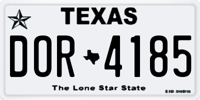 TX license plate DOR4185