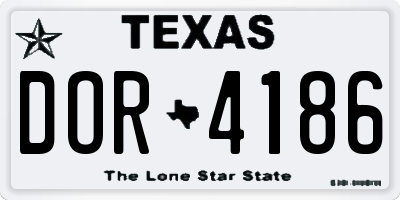 TX license plate DOR4186