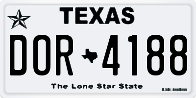 TX license plate DOR4188