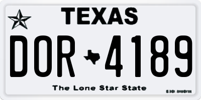 TX license plate DOR4189