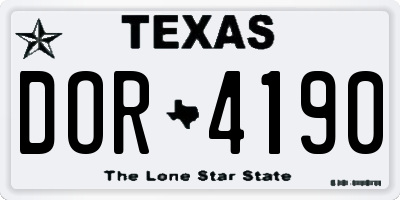 TX license plate DOR4190