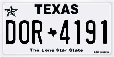 TX license plate DOR4191