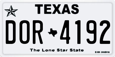 TX license plate DOR4192
