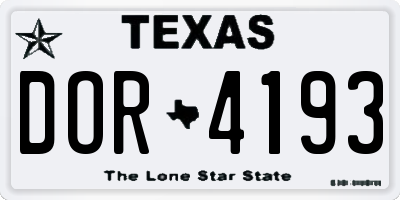 TX license plate DOR4193