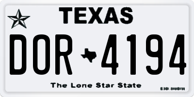 TX license plate DOR4194