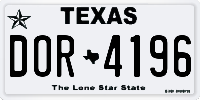 TX license plate DOR4196