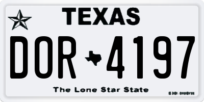 TX license plate DOR4197