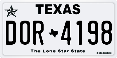 TX license plate DOR4198
