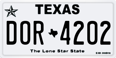 TX license plate DOR4202