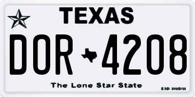 TX license plate DOR4208