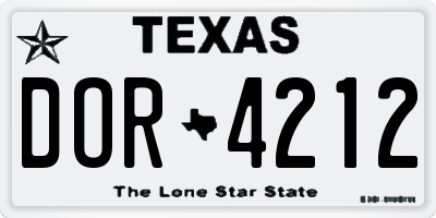 TX license plate DOR4212