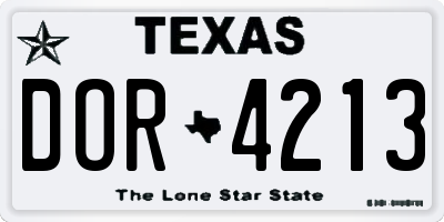 TX license plate DOR4213
