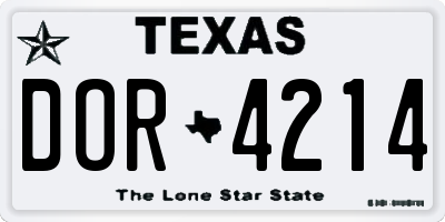 TX license plate DOR4214