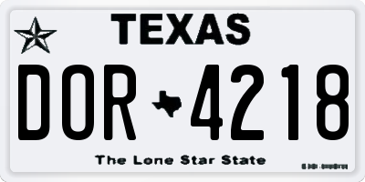 TX license plate DOR4218